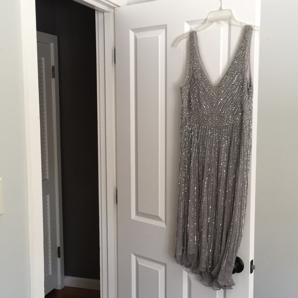 Beautiful silver sequin and beaded party dress